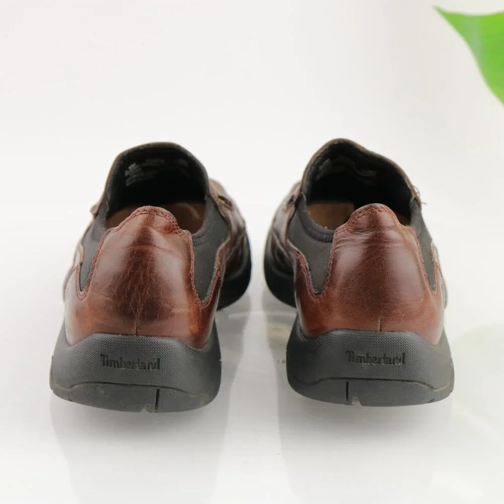 Timberland Mens‎ Mt Kisco Loafer Size 9.5 Brown Leather Driving Slip On Lug Shoe